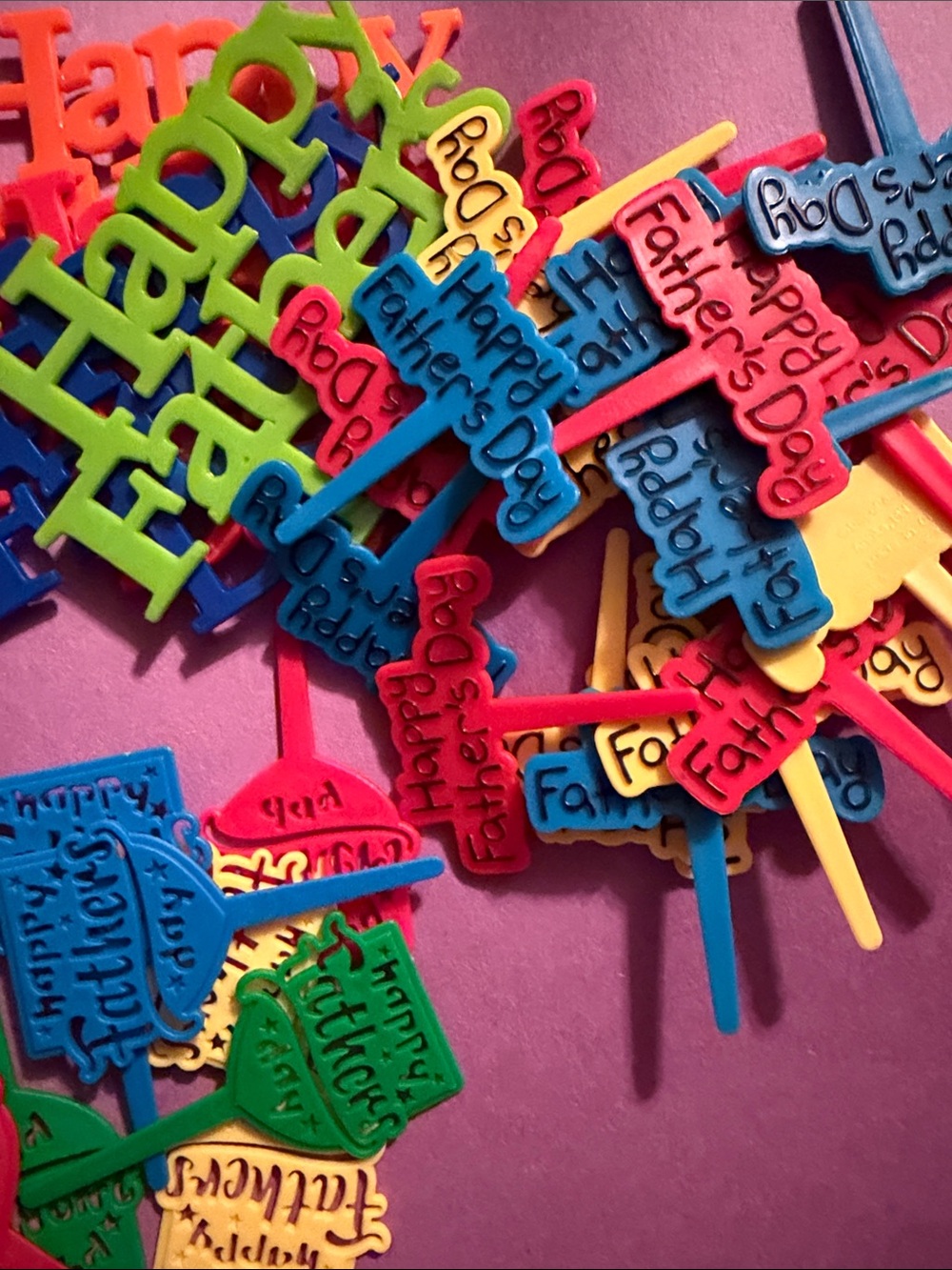 Assorted Color "Happy Father's Day" Cake Toppers - Festive Picks